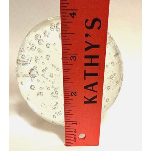 Clear Glass Paperweight With Bubbles Design - Round Shape - 3.75 Inches Diameter - Picture 5 of 10